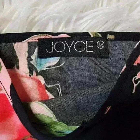 Joyce cropped tank top black and pink floral size medium Y2k Style Cami - Picture 5 of 9